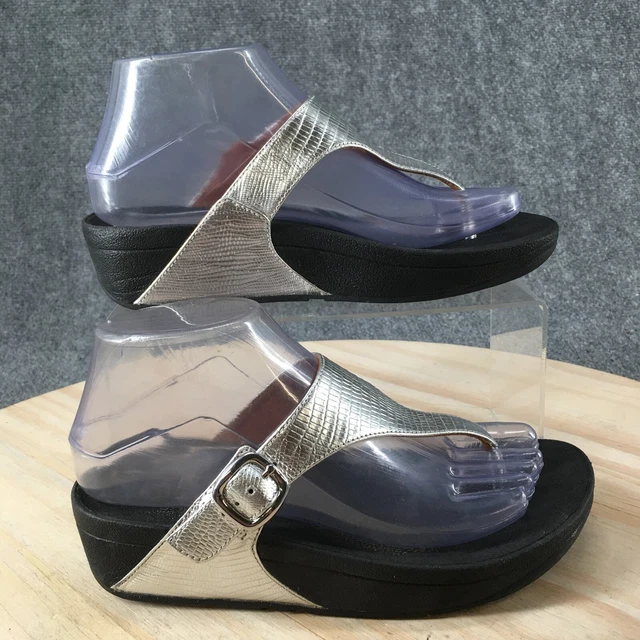 Fitflop Sandals Womens 6 The Skinny TM Thong Flip Flops Slip On 350-011 Silver