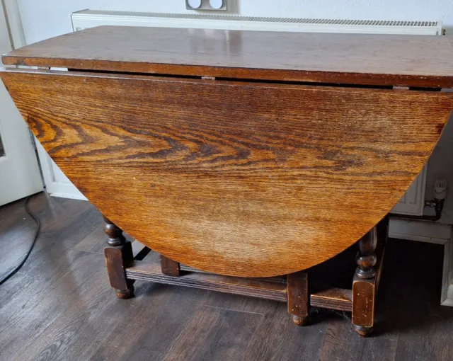 Solid Oak Gate Leg Drop Leaf Table