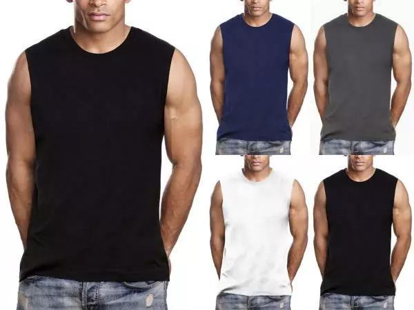 Mens Gym Muscle Tank Top Sleeveless T-Shirt Heavy 100% Cotton Workout fitness