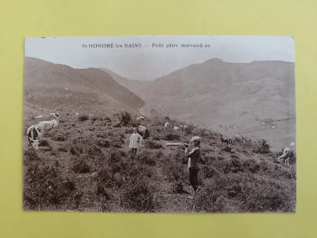 cpa 58 - SAINT HONORED les BAINS Petit SHEPHERD MORVANDEAU Cows Trumpet