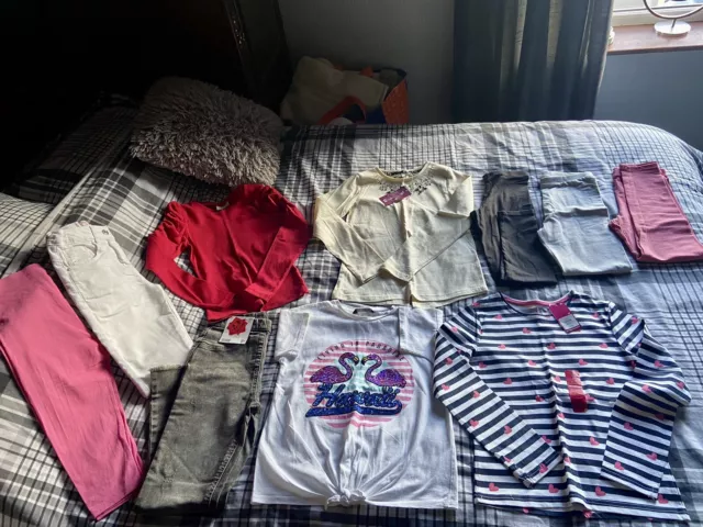 Girls Large Clothes Bundle 10 Items Some NEW Leggings Tops Jeans Age 8-9 Years