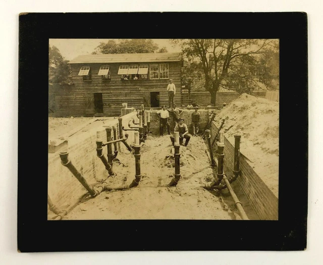 1920S PIPE FITTERS Construction Workers Union Building Foundation Photo