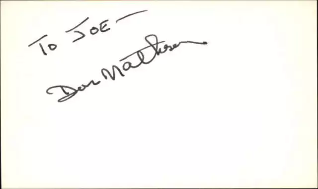 Don Matheson D.2014 Actor Signed 3" x 5" Index Card