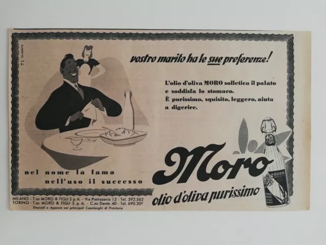 Ritaglio Pubblicità Advertising 1954 MORO Olio d'Oliva Purissimo