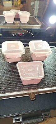 LOT Vintage 80's Mauve Anchor Hocking 1.5 cup & Ecko 1 cup Food Containers MINTY