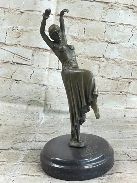 Fait Bronze Sculpture Solde Chiparus Signée Danseuse Grand 10 " Deco Art