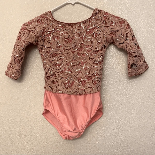 Revolution DanceCostume leotard mauve dusty rose pink lace RC19779 child MC