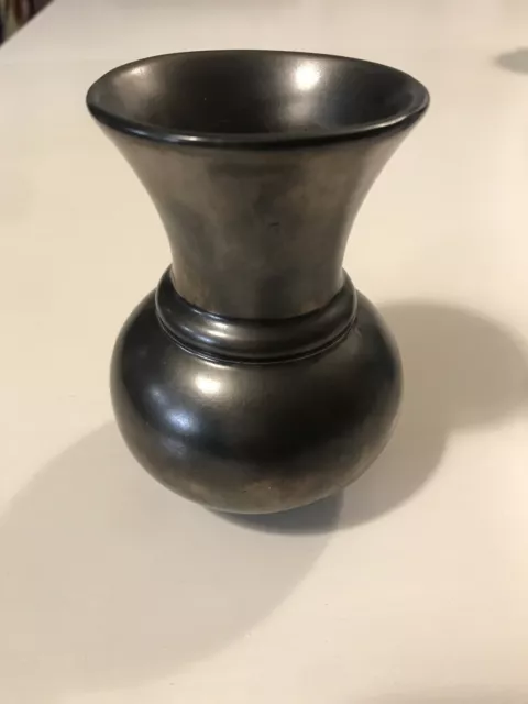 Vintage black lustre ware Prinknash Pottery Vase 4" tall