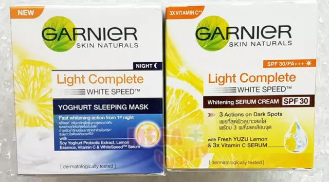 Set of Garnier Light Complete White Speed Day and Night Cream Skin Whitening