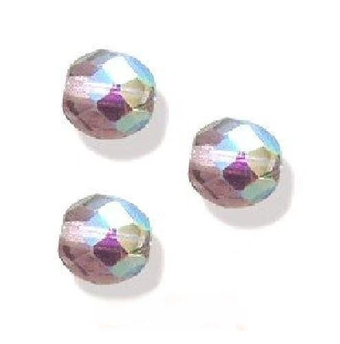 25 Perles Facettes cristal de boheme 6mm  LIGHT AMETHYST AMETHYSTE AB