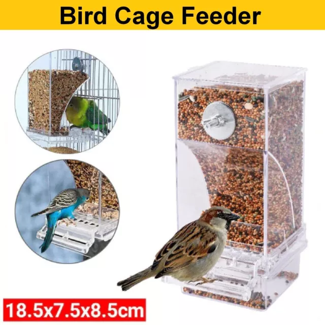 Strong No Mess Bowl Auto Cage Bird Feeder Cup Automatic Parrot Canary Cockatiel