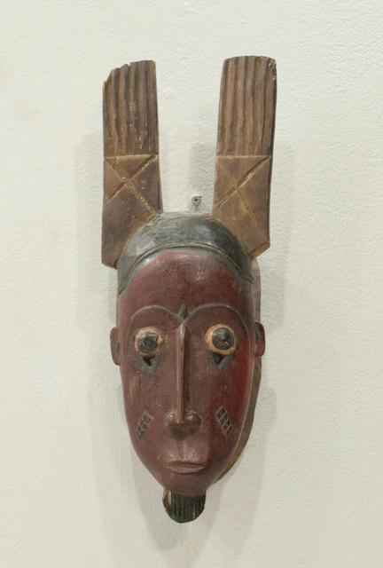 African Mask Wood Crest Baule Tribe Mask