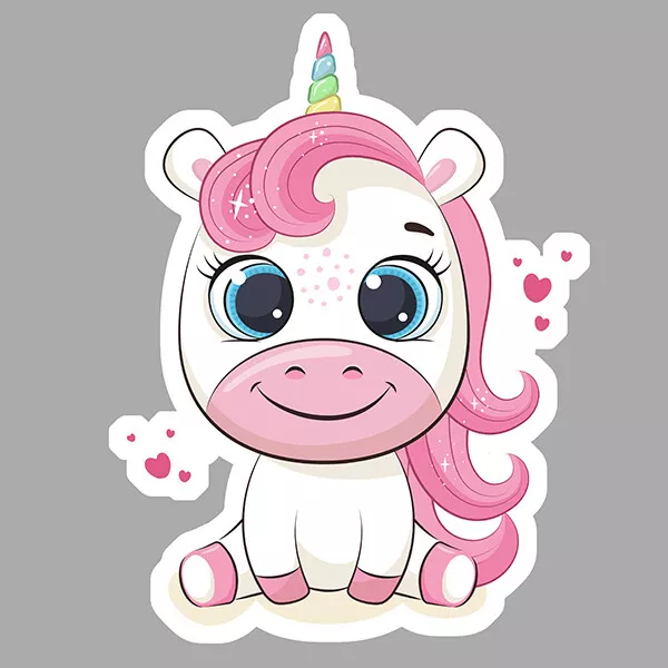 Licorne Peluche Bebe Mignon Enfant Chambre Decal Autocollant Sticker La197