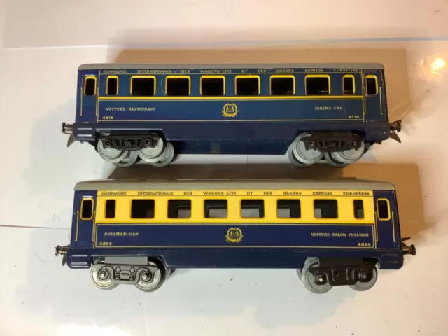 French Hornby O Gauge pair of SNCF CIWL Pullman Cars