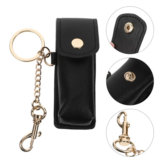2 Pcs Porte-clés Porte-rouge À Lèvres Étui De Protection En Cuir Pour Anneau