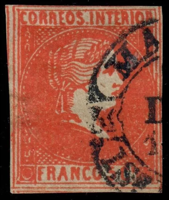 (SP12-07) PHILIPPINES - FILIPINAS. 1861 5c ISABELLA USED BAEZA CANCEL. Scott 12