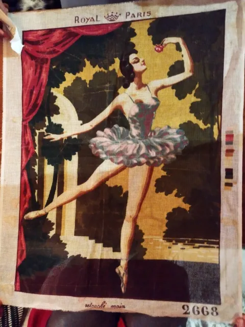 CANEVAS DANSEUSE ETOILE, tapisserie à broder Retouché Main 65cmx48cm   50 Ans