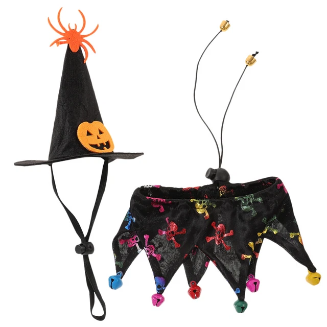 1 set costume gatto a tema Halloween cappello strega collare gatto Halloween cane di piccola taglia