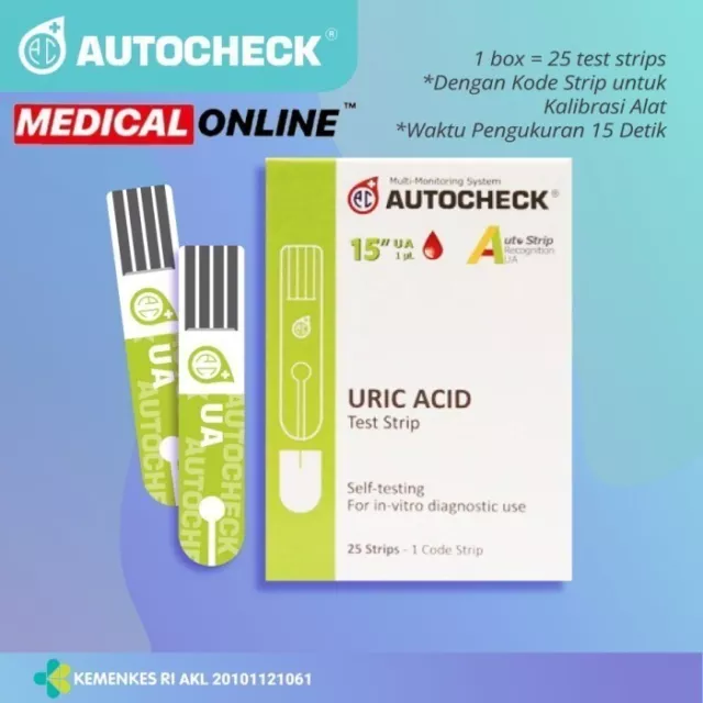 1 box (25 strips) Blood Uric Acid Test Strip Autocheck  - EXP 08/2025