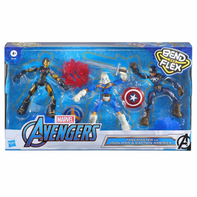 Marvel Avengers Bend & Flex Iron Man, Captain America & Taskmaster Multipack E1