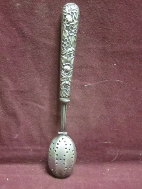 Sterling Circa 1920-1939 GH French Repousse tea strainer 7 1/2"  No Monogram