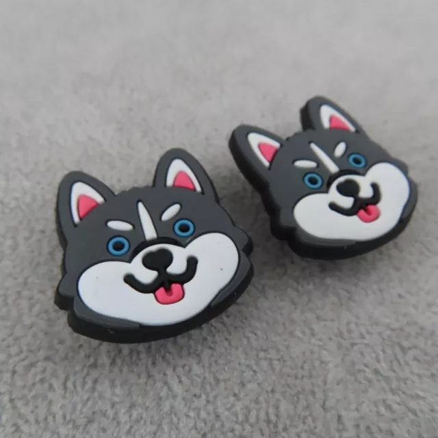 SIBERIAN HUSKY Dog Shoe Charms for Crocs Wristbands Set Lot 2 Kawaii Puppy Face 2