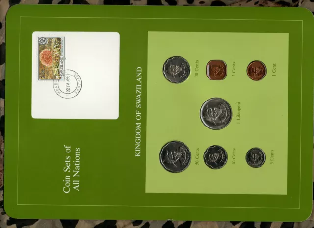 Coin Sets of All Nations Swaziland 1975-1982 UNC 20,10,5 cents, 1 Lilangeni 1979