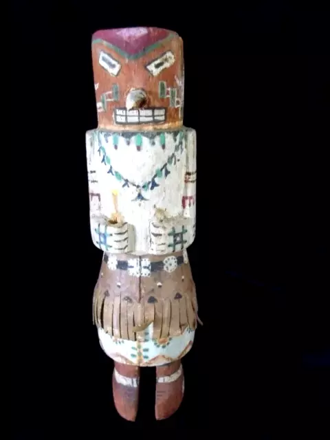 Antique Kachina wood carved figurine  Native American  Pueblo Hopi Leather Skirt