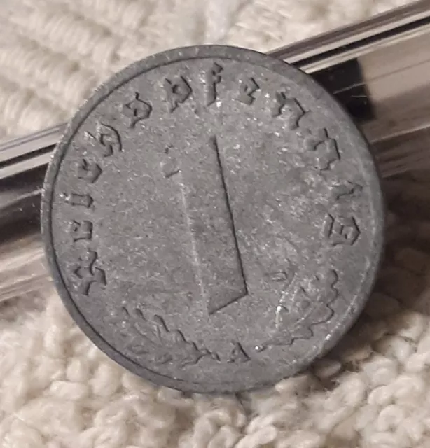 1940-A German 1 Reichspfennig ~ Germany ~ WW2 1pf Coin , Heavily Circulated Coin