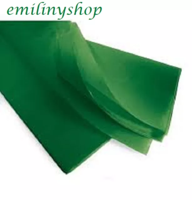 10 feuilles de soie papier mousseline 50 x 37 vert sapin NEUF