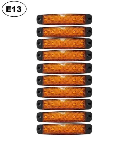 10x 12V SMD 6 LED Luce Ingombro Segnalatore Arancio Per Camion Auto Trattore Van