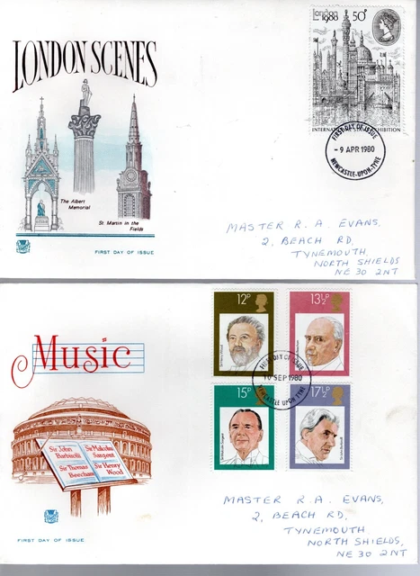 4 FDC's : London - Musik - Sport - Weihnachten