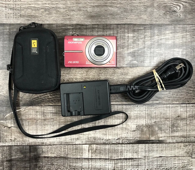 Olympus FE FE-370 8,0 MP Cámara Compacta Rosa Cargador de Batería Bolsa Probada Funciona