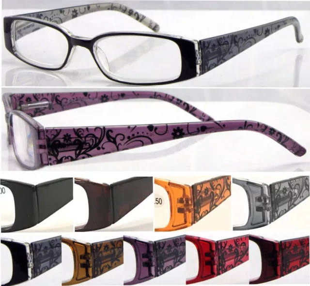 Quality Reading Glasses +0.5~+4.0/Spring Hinge/Ladies Stylish Flower Design L362