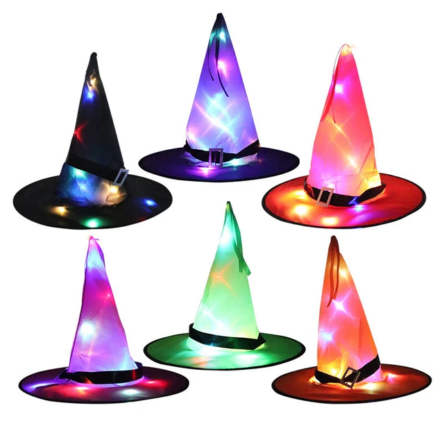LED WITCH HAT Halloween Glowing Witches Hat Light up Witch Hat for