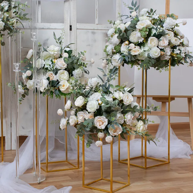 Dia.50cm DIY Artificial Wedding Rose Flower Row Ball Vase Table Backdrop Decor
