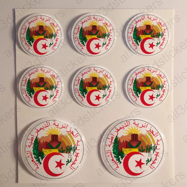 Adesivo Algeria Resinato 3D Adesivi Emblema Stemma Algeria Resinati TONDO Resine