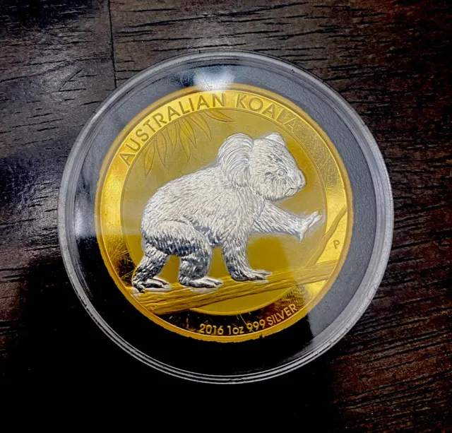 2016 Australian Koala 1 oz $1 Silver Proof High Relief Coin Australia Gilded