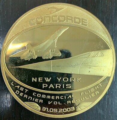 Médaille Concorde 1969-2003 Dernier Vol New York London 110 gr 70 mm 