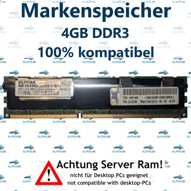 32 GB (8x 4 GB) RDIMM ECC REG DDR3 Dell PowerEdge T310 T410 T610 T710 Server RAM