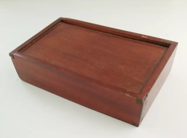 Cubierta deslizante vintage caja de madera arte popular 23 cm de ancho 5 cm de alto