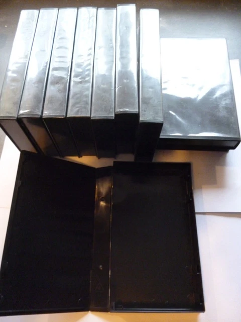 10  x VHS Black Plastic Video Storage Cases