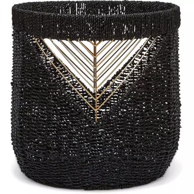 Adore Decor Ostara Seagrass Black & Gold Basket 15.70 x 15.70 x 16.10 Inches