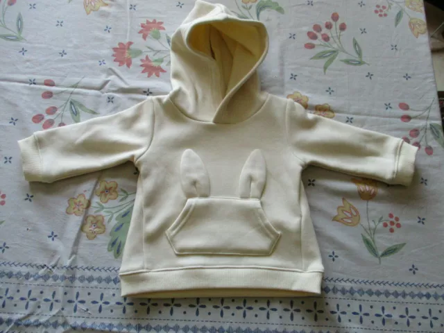 Sweat shirt à capuche blanc Taille 6Mois Marque KIABI Fille occasion