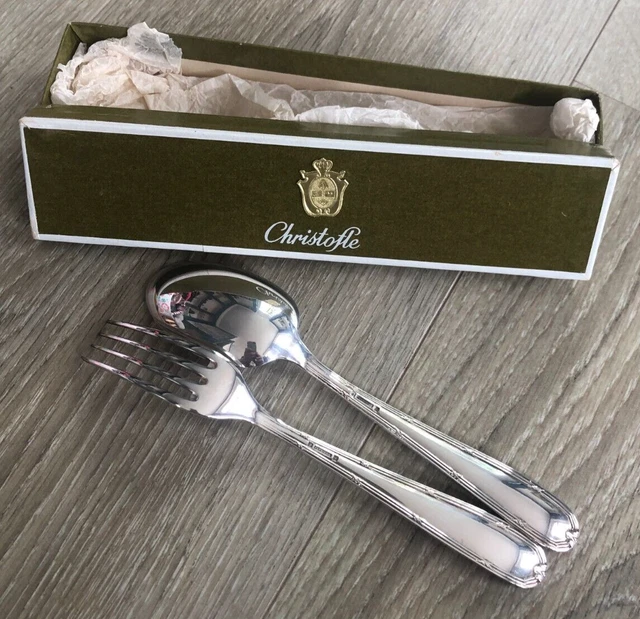 COFFRET POUR ENFANT Assiette Et Cuillere Christofle Metal Argente EUR