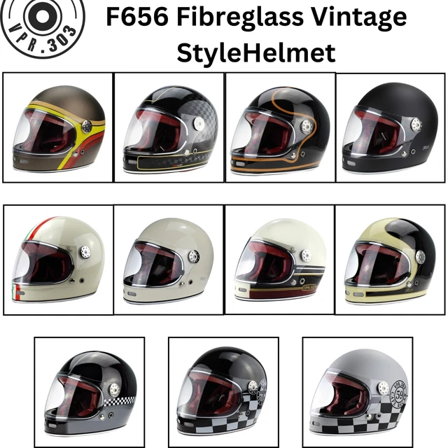 VIPER F656 RETRO VINTAGE 70s STYLE FIBREGLASS FULL FACE MOTORCYCLE ECE  HELMET 149.95 - PicClick UK