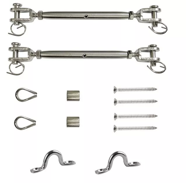 10 Pack - Stainless Steel Rope Wire DIY Balustrade Kit Turnbuckles Jaw/Jaw 7x7