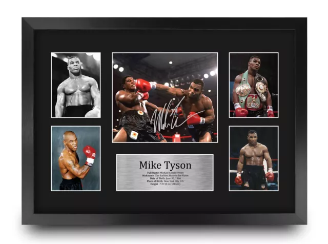 Mike Tyson Gift Printed Framed Autograph A3 Picture to Boxing Memorabilia Fans