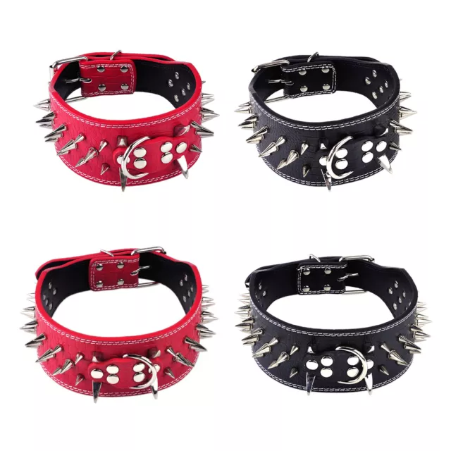 3" PU Leather Spiked Studded Rivet Dog Collar Pitbull Mastiff Medium Large Pet 2