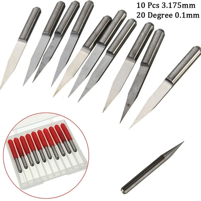 CNC Routeur Outil Embouts de Gravure 20 Degrés 3.175mm Tige Rouge/Bleu Forme V